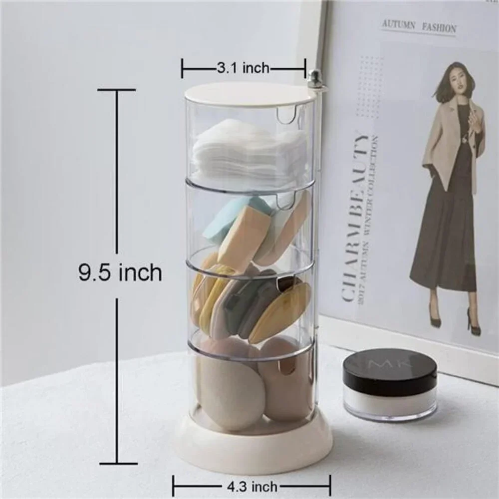Clear Rotating Jewelry Organizer 4 Layer Acrylic Box for Rings Earrings Necklace